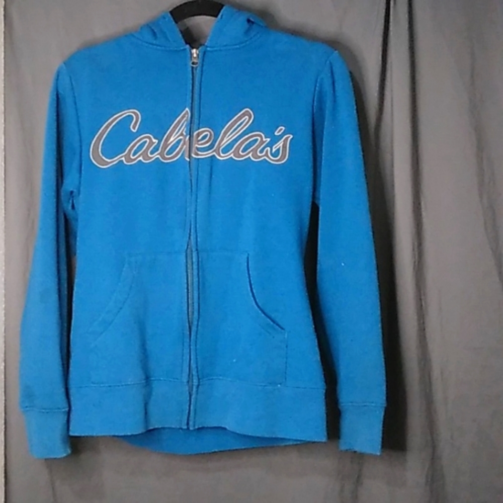 S Cabela's Embroidered Blue Zip Up Hoodie